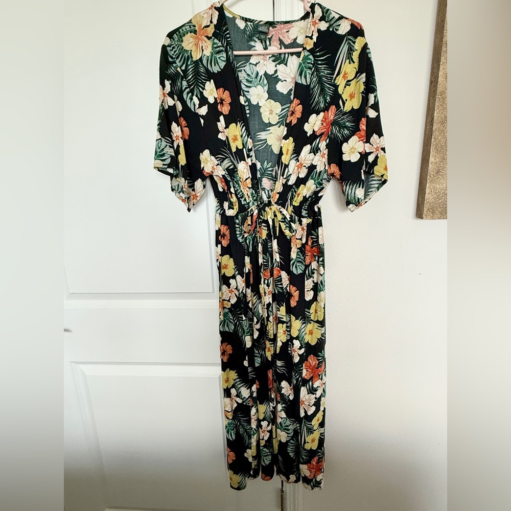 Wild Fable Floral Maxi Tie Dress Cover Up Tropical Print Size XS/S